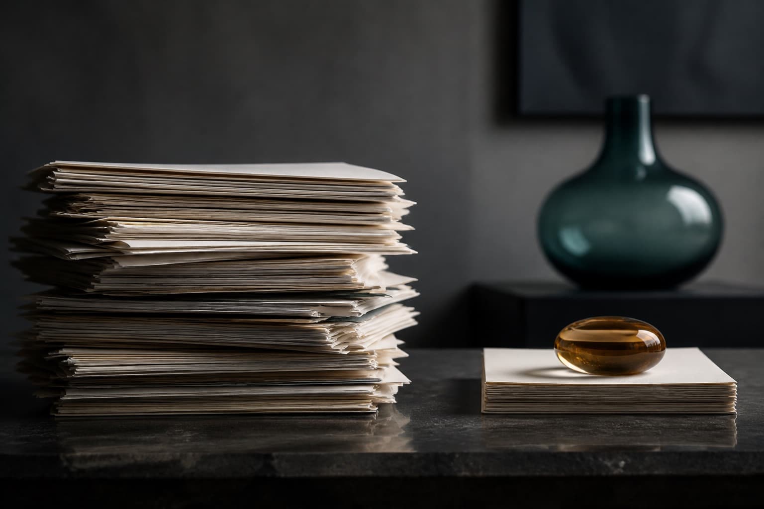 Dos montones de papel distintos: volumen frente a lo que cuenta